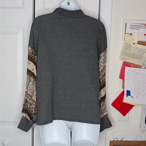 Bibi Waffle Knit Keyhole Neck Boho Top Sz M - Picture 4 of 7